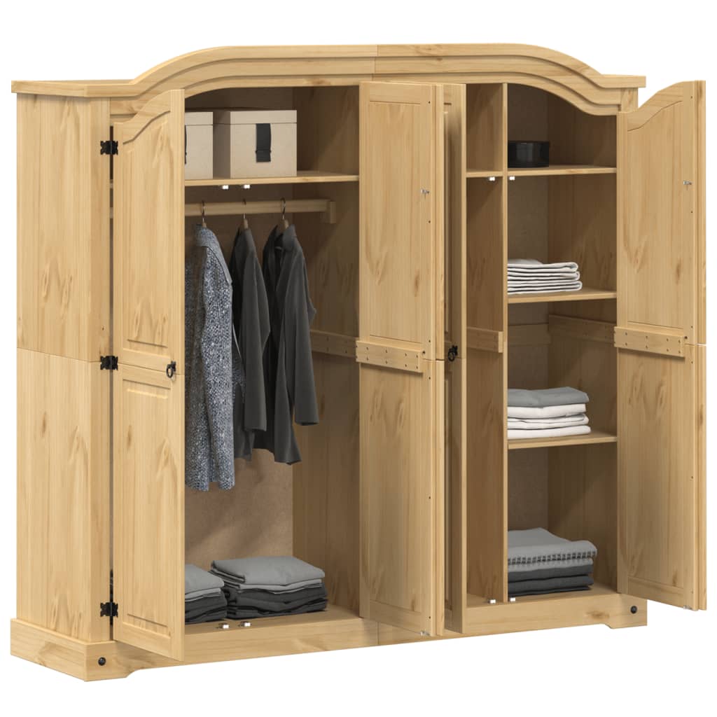 vidaXL Wardrobe Corona 194x52x186 cm Solid Wood Pine 3
