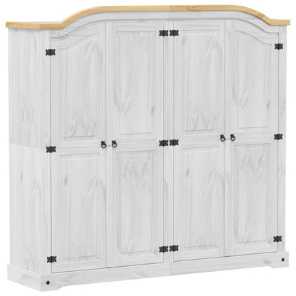 vidaXL Wardrobe Corona White 194x52x186 cm Solid Wood Pine 2