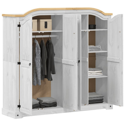 vidaXL Wardrobe Corona White 194x52x186 cm Solid Wood Pine 3
