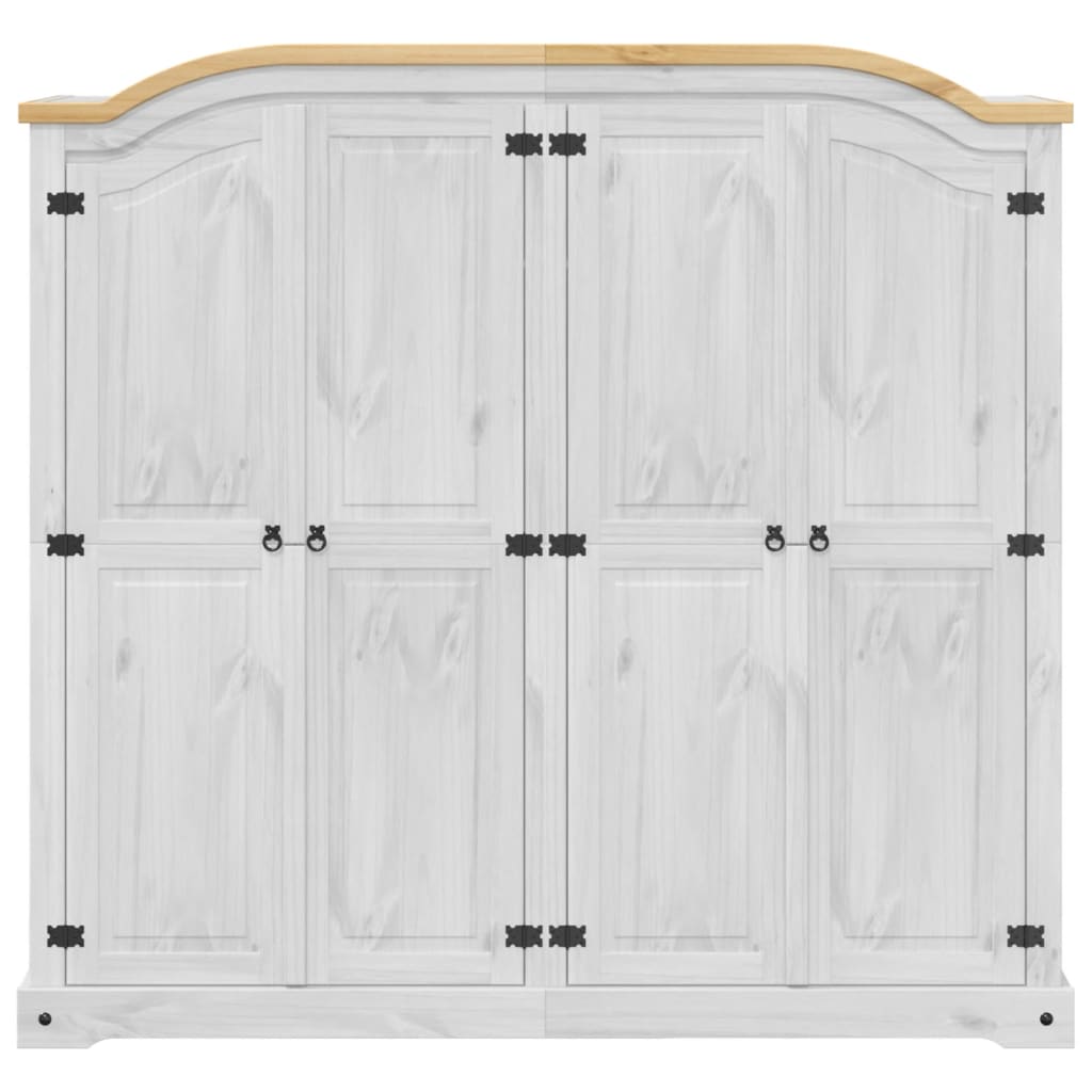 vidaXL Wardrobe Corona White 194x52x186 cm Solid Wood Pine 4