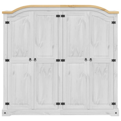 vidaXL Wardrobe Corona White 194x52x186 cm Solid Wood Pine 4