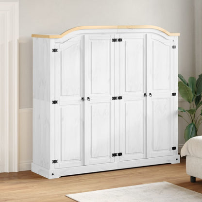 vidaXL Wardrobe Corona White 194x52x186 cm Solid Wood Pine 1