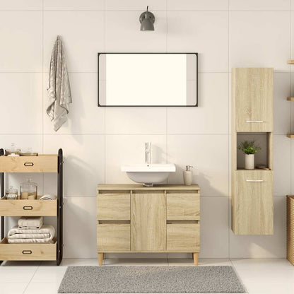 Bathroom Cabinet 30x30x130 cm Engineered Wood Sonoma oak