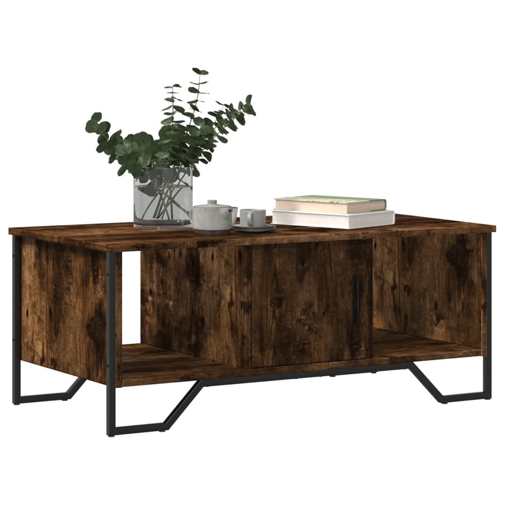 vidaXL Coffee Table Smoked Oak 100x51x40 cm Engineered Wood 4