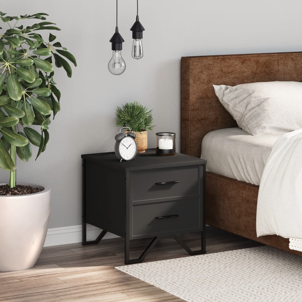 vidaXL Bedside Cabinet Black 40x41x40 cm Engineered Wood 3