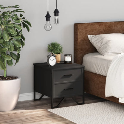 vidaXL Bedside Cabinet Black 40x41x40 cm Engineered Wood 3