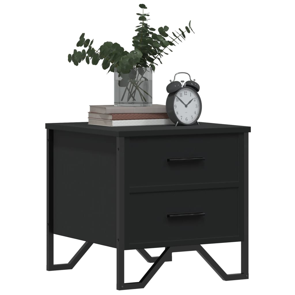 vidaXL Bedside Cabinet Black 40x41x40 cm Engineered Wood 4