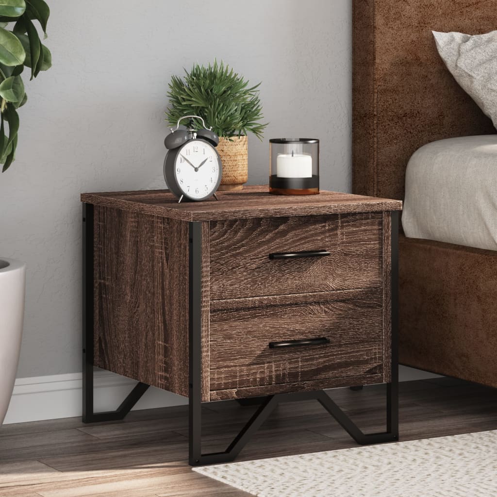 Bedside Cabinet 40x41x40 cm Engineered Wood Brown oak 2