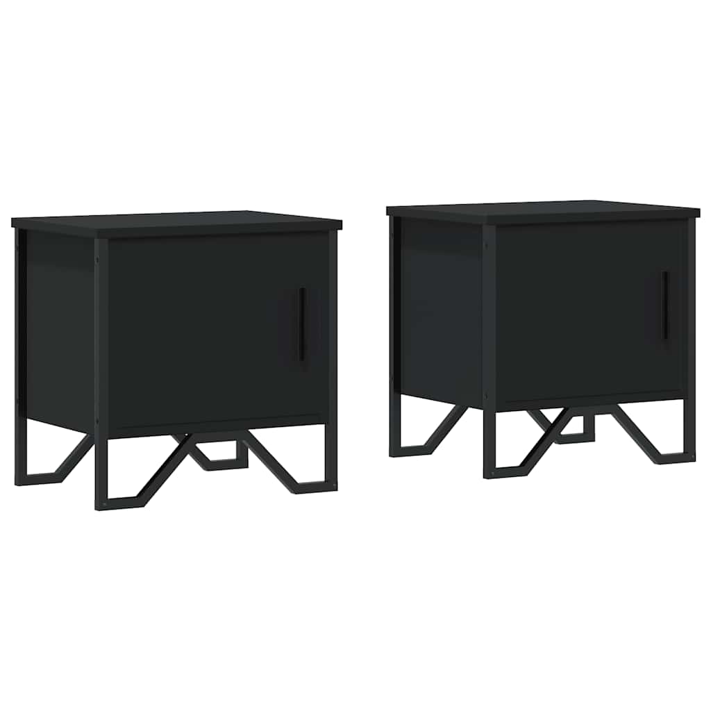 vidaXL Bedside Cabinets 2 pcs Black 40x30x40 cm Engineered Wood 2
