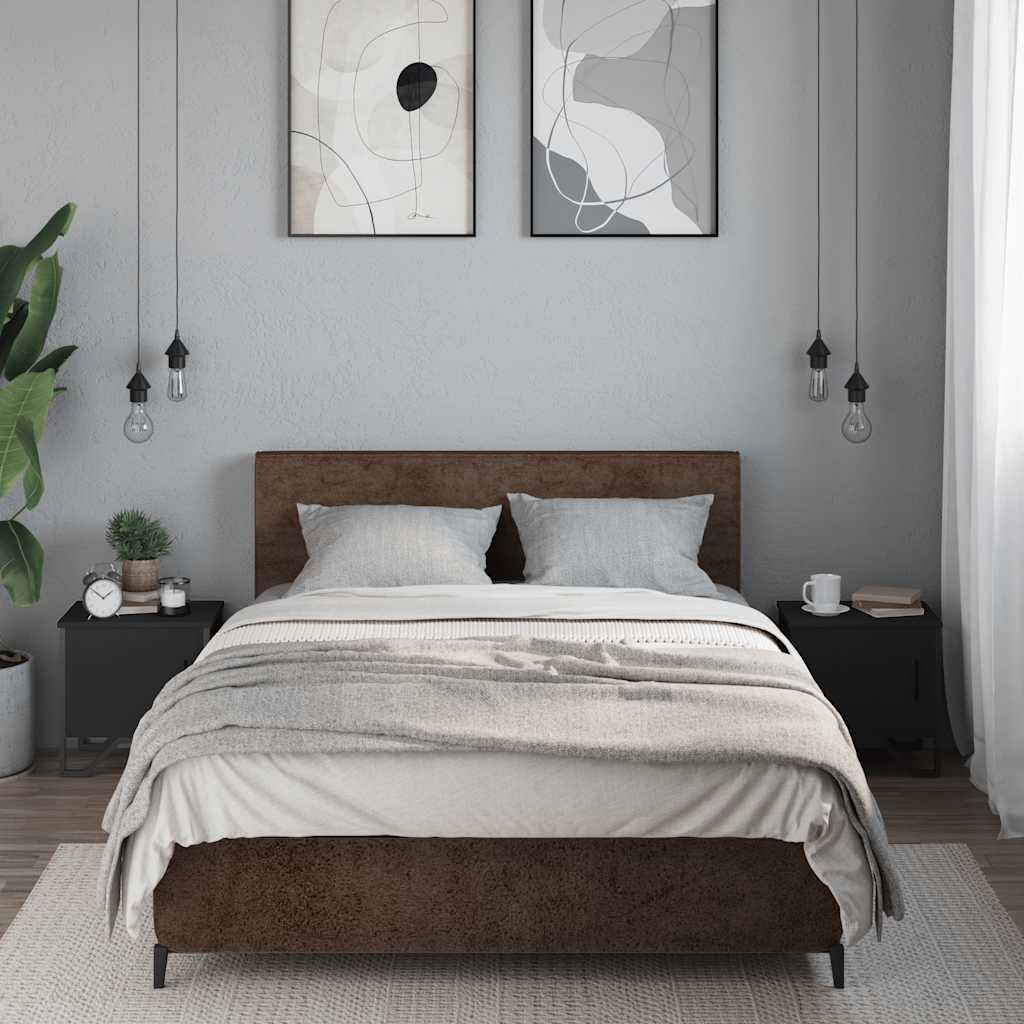 vidaXL Bedside Cabinets 2 pcs Black 40x30x40 cm Engineered Wood 3