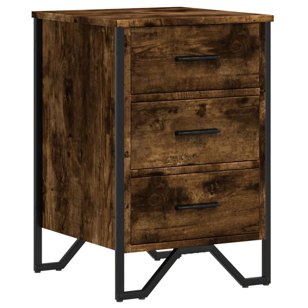 vidaXL Bedside Cabinet Smoked Oak 40x41x60 cm Engineered Wood 2