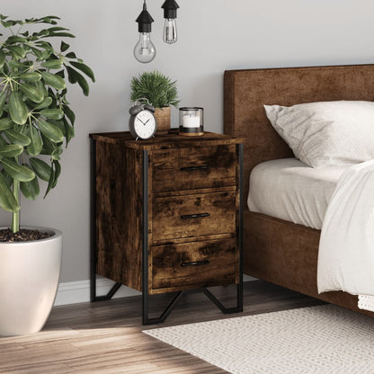 vidaXL Bedside Cabinet Smoked Oak 40x41x60 cm Engineered Wood 3