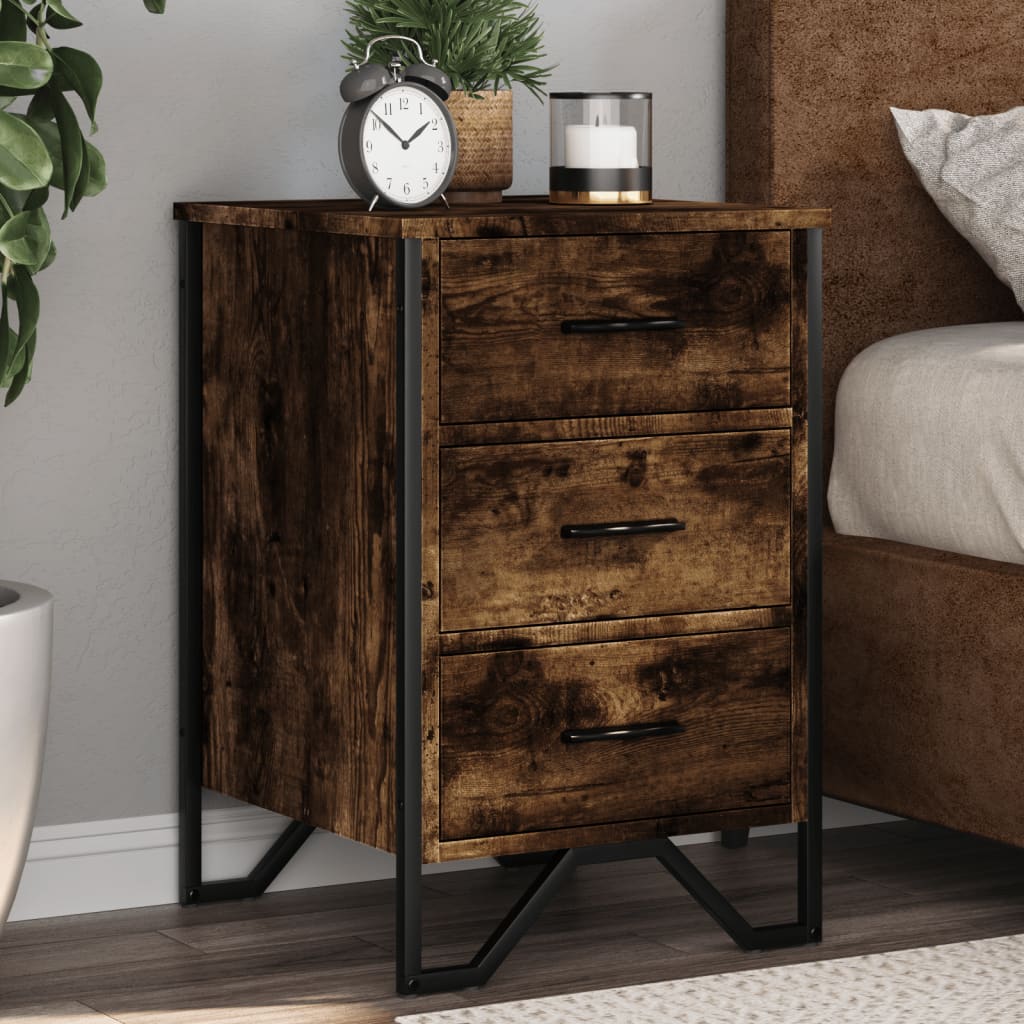 vidaXL Bedside Cabinet Smoked Oak 40x41x60 cm Engineered Wood 1