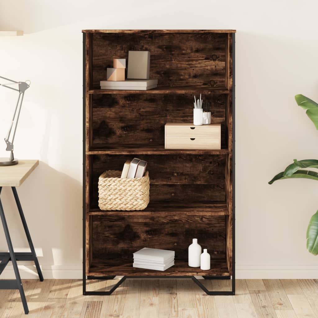 vidaXL Bookcase Smoked Oak 80x31x137.5 cm Engineered Wood 3