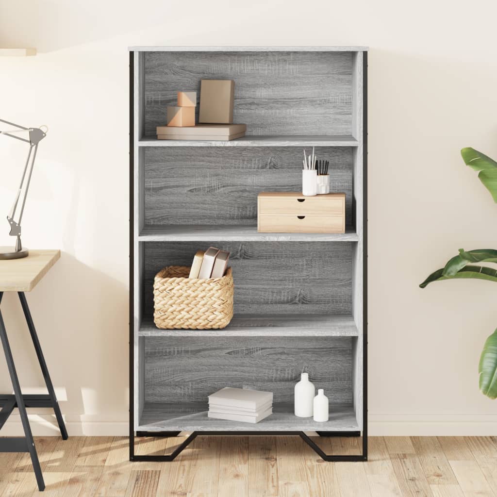 vidaXL Bookcase Grey Sonoma 80x31x137.5 cm Engineered Wood 3