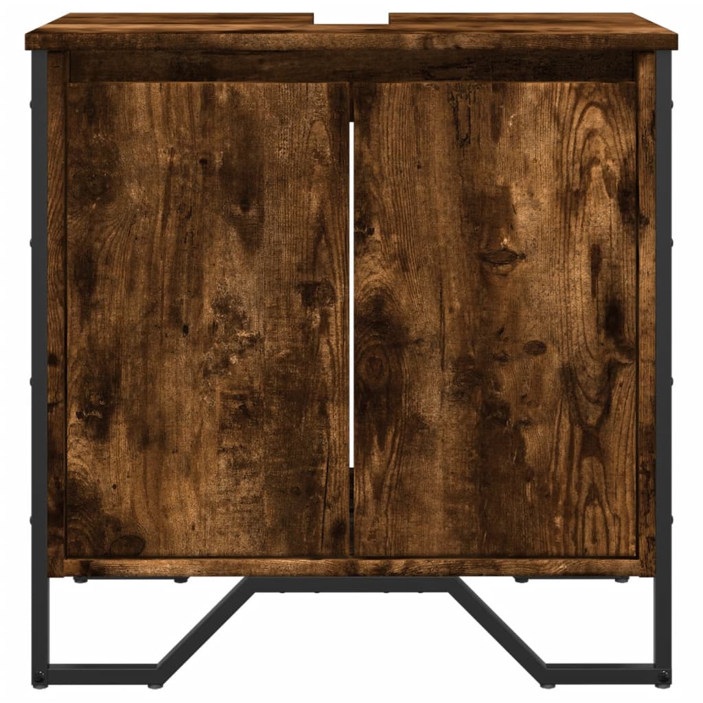 vidaXL Bathroom Sink Cabinet Smoked Oak 60x35x60 cm Engineered Wood 4