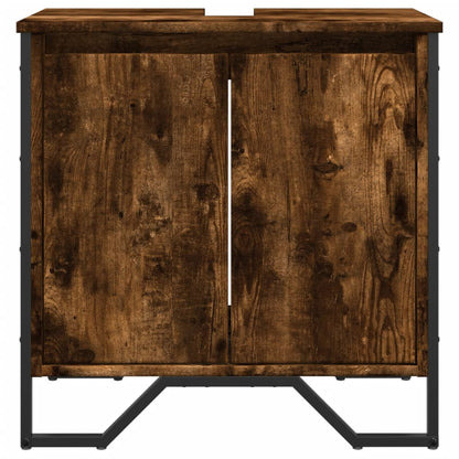 vidaXL Bathroom Sink Cabinet Smoked Oak 60x35x60 cm Engineered Wood 4