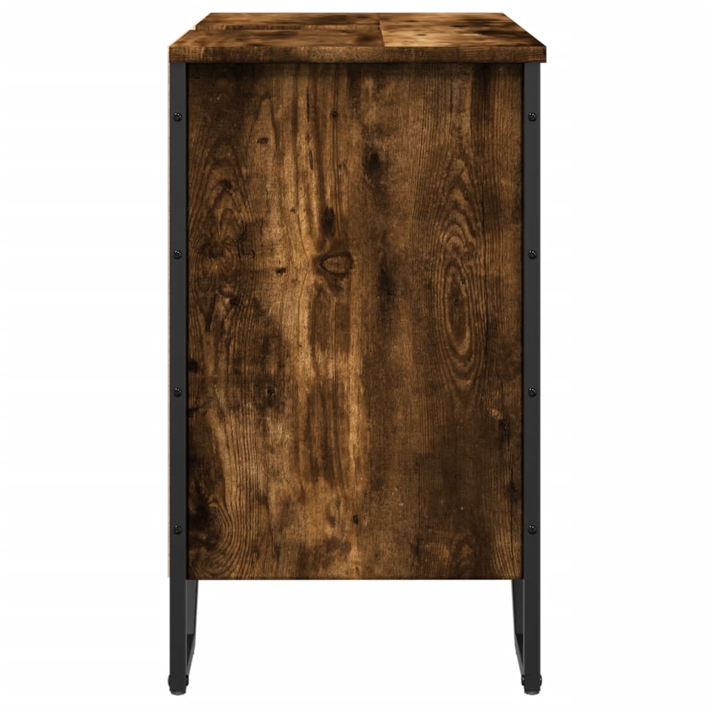 vidaXL Bathroom Sink Cabinet Smoked Oak 60x35x60 cm Engineered Wood 5