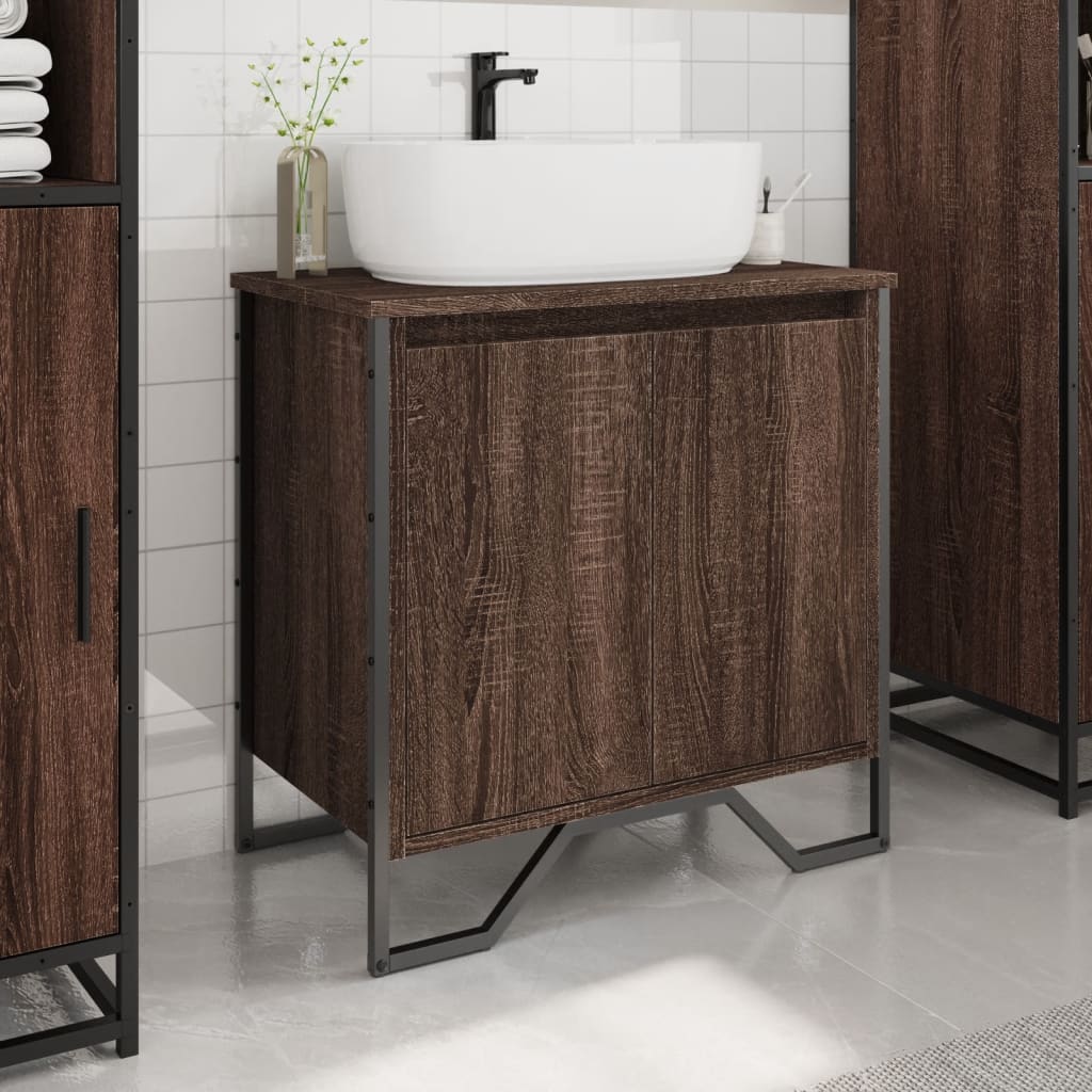 vidaXL Bathroom Sink Cabinet Brown Oak 60x35x60 cm Engineered Wood 3