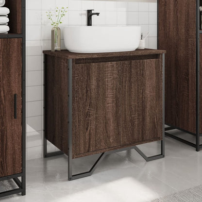 vidaXL Bathroom Sink Cabinet Brown Oak 60x35x60 cm Engineered Wood 3