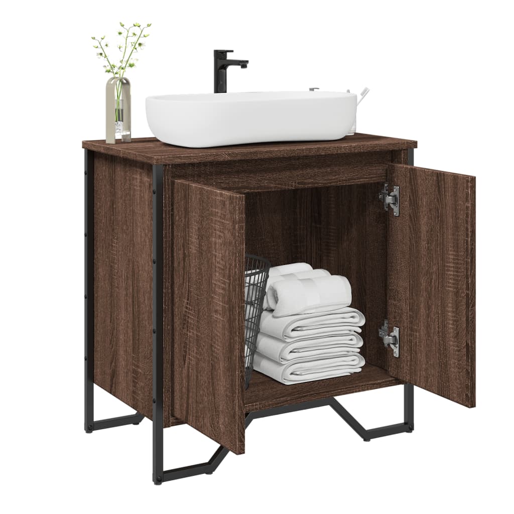 vidaXL Bathroom Sink Cabinet Brown Oak 60x35x60 cm Engineered Wood 1