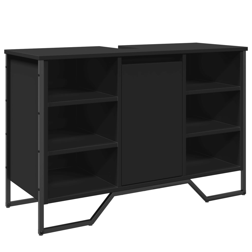 vidaXL Bathroom Sink Cabinet Black 91x35x60 cm Engineered Wood 2