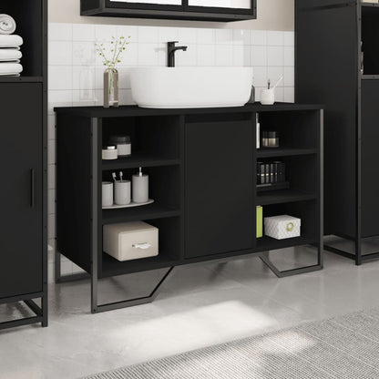 vidaXL Bathroom Sink Cabinet Black 91x35x60 cm Engineered Wood 3