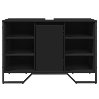 vidaXL Bathroom Sink Cabinet Black 91x35x60 cm Engineered Wood 4