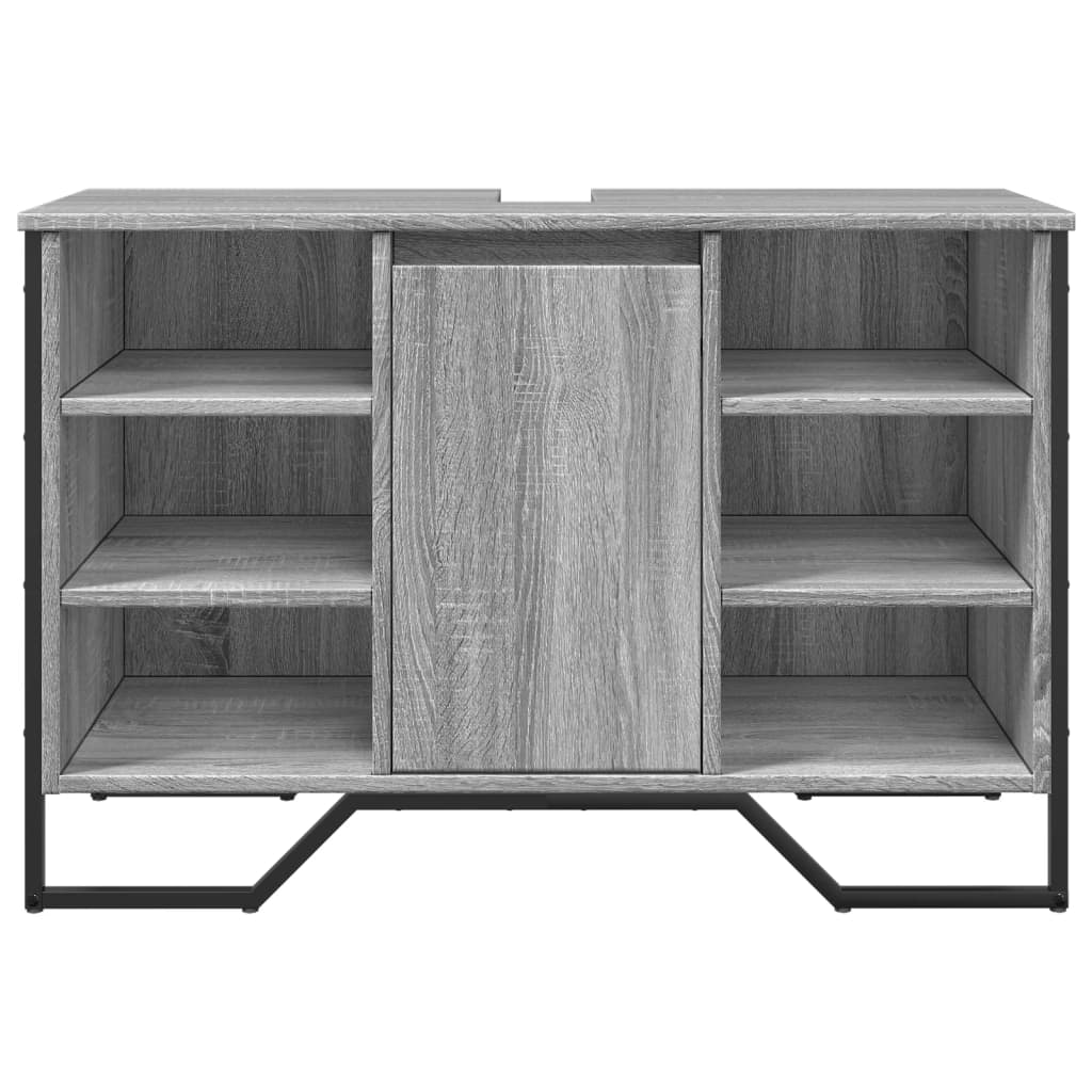 vidaXL Bathroom Sink Cabinet Grey Sonoma 91x35x60 cm Engineered Wood 4