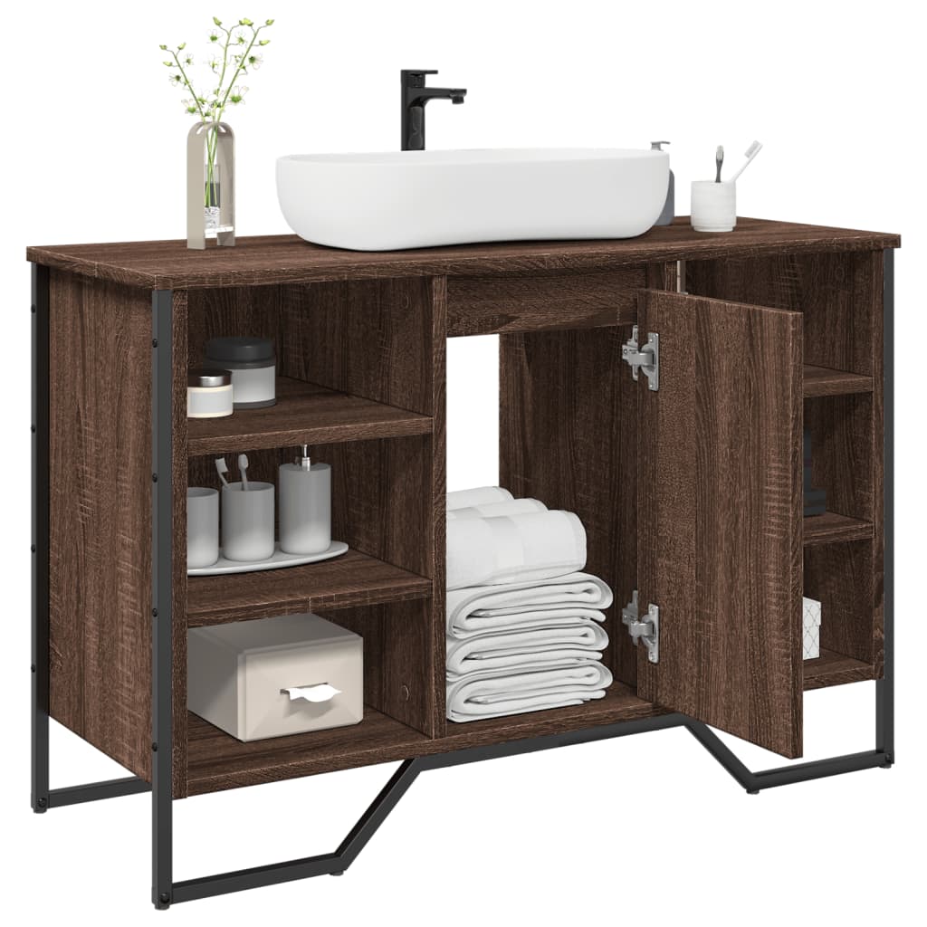 vidaXL Bathroom Sink Cabinet Brown Oak 91x35x60 cm Engineered Wood 1