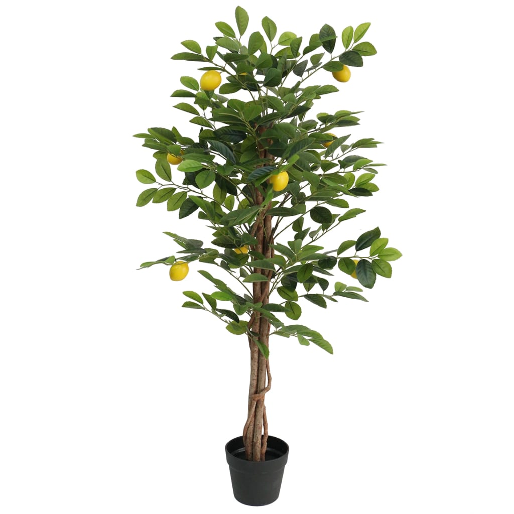 vidaXL Artificial Lemon Tree with 3 Trunks Green 120 cm PP 1