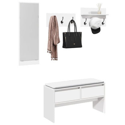 4 Piece Hallway Furniture Set Engineered Wood White