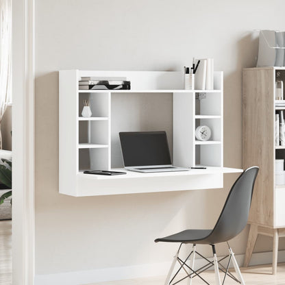 vidaXL Wall-Mounted Desk White 105x48x75 cm Engineered Wood 3