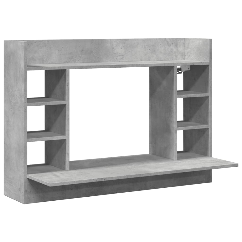 vidaXL Wall-Mounted Desk Concrete Grey 105x48x75 cm Engineered Wood 2