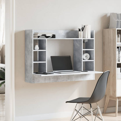 vidaXL Wall-Mounted Desk Concrete Grey 105x48x75 cm Engineered Wood 3