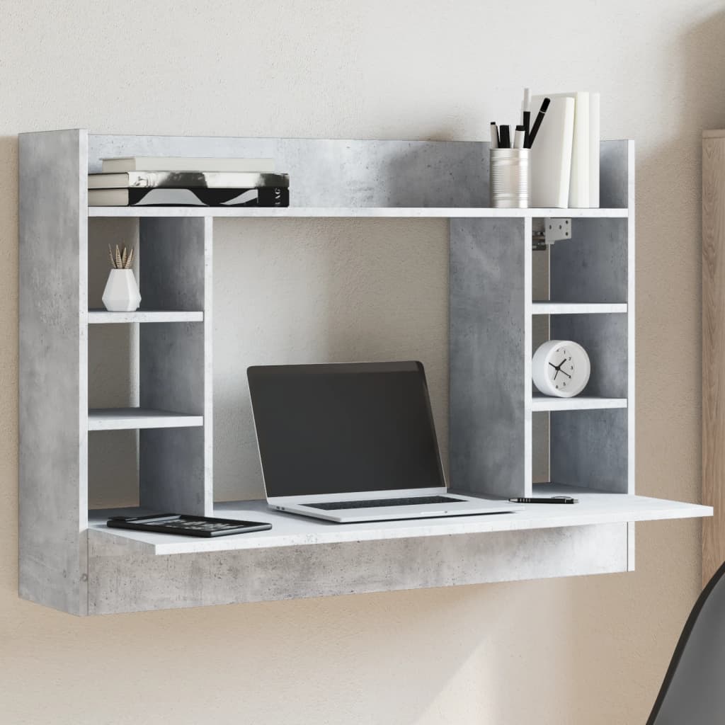 vidaXL Wall-Mounted Desk Concrete Grey 105x48x75 cm Engineered Wood 1