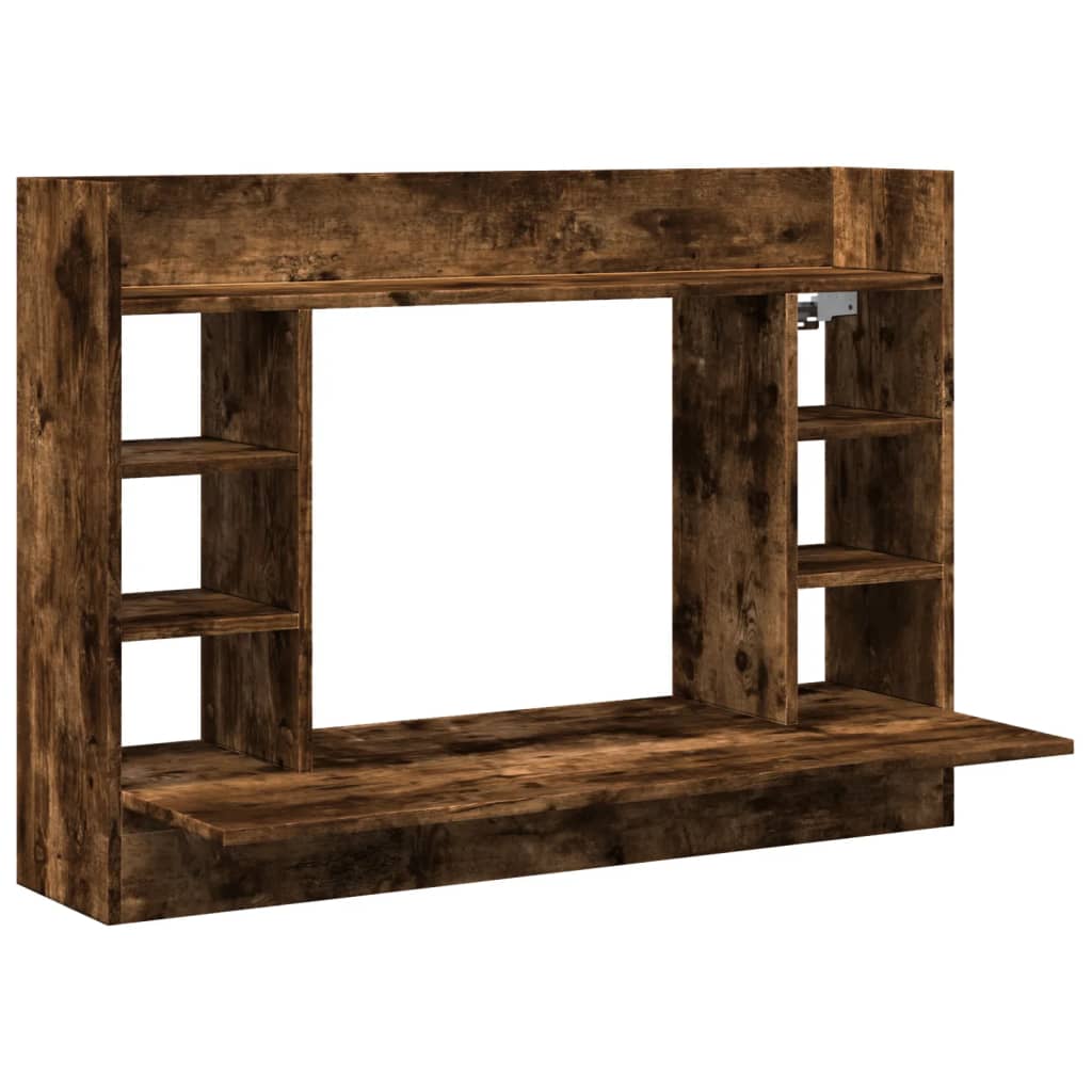 vidaXL Wall-Mounted Desk Smoked Oak 105x48x75 cm Engineered Wood 2