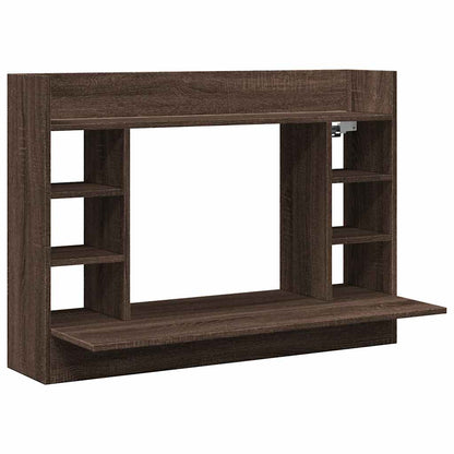 vidaXL Wall-Mounted Desk Brown Oak 105x48x75 cm Engineered Wood 2