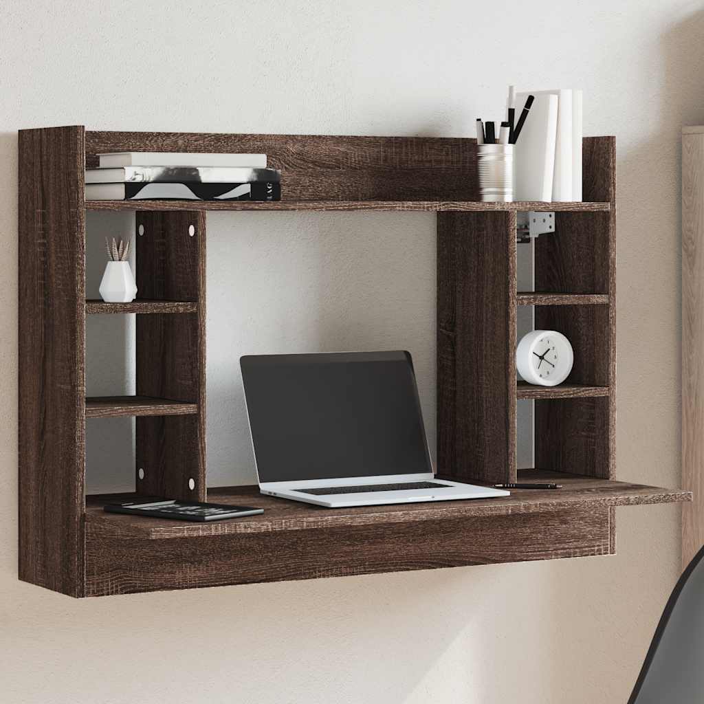 vidaXL Wall-Mounted Desk Brown Oak 105x48x75 cm Engineered Wood 1