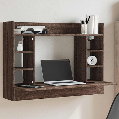 vidaXL Wall-Mounted Desk Brown Oak 105x48x75 cm Engineered Wood 1