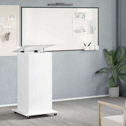 Lectern with Wheels & Drawer 55x55x107 cm White
