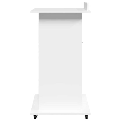 Lectern with Wheels & Drawer 55x55x107 cm White