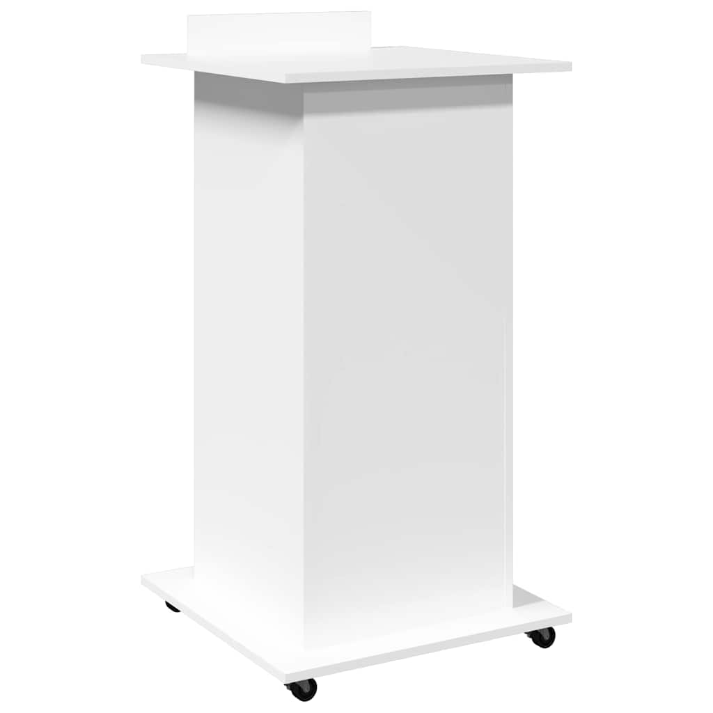 Lectern with Wheels & Drawer 55x55x107 cm White