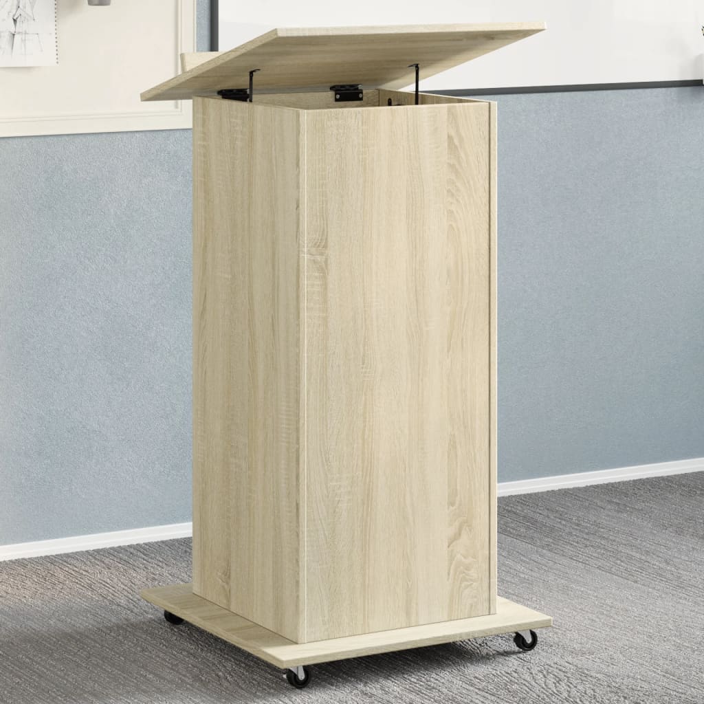 Lectern with Wheels & Drawer 55x55x107 cm Sonoma oak