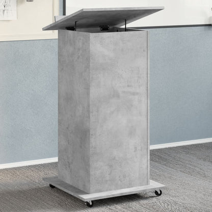 Lectern with Wheels & Drawer 55x55x107 cm Concrete grey
