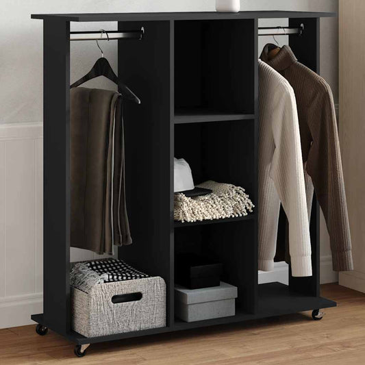 Wardrobe with Wheels 102x38x110 cm Engineered Wood Black