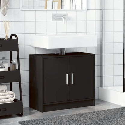vidaXL Sink Cabinet Black 63x29x55 cm Engineered Wood 3