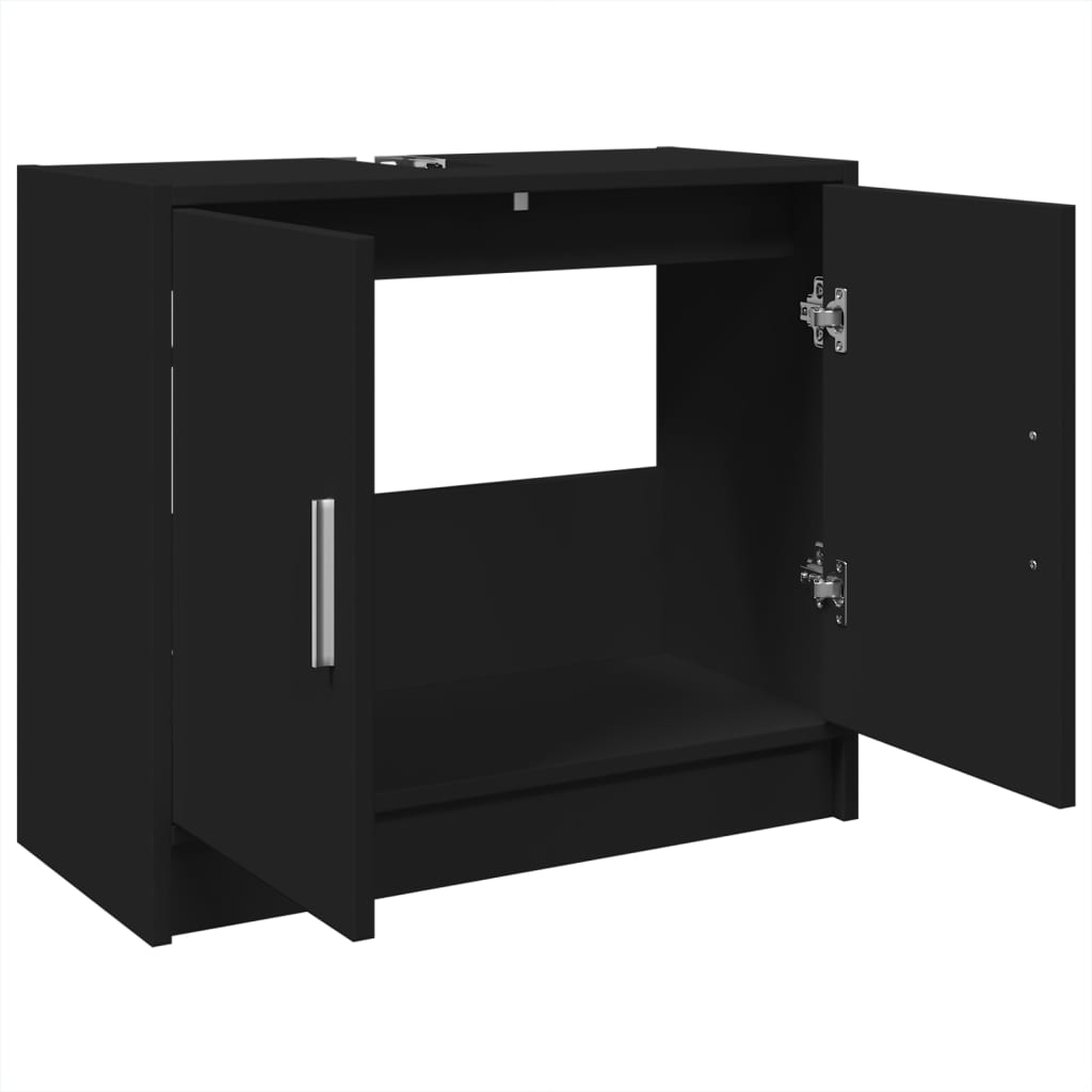 vidaXL Sink Cabinet Black 63x29x55 cm Engineered Wood 5
