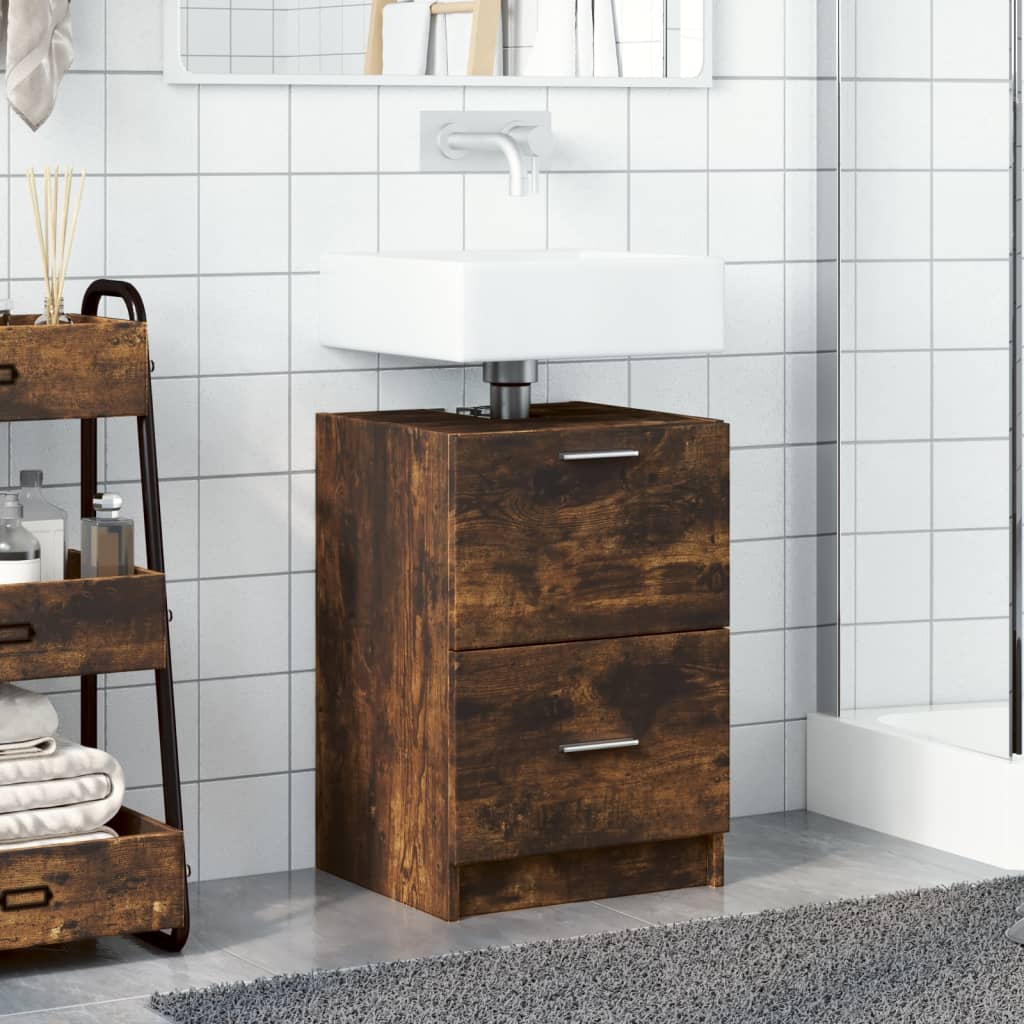vidaXL Sink Cabinet | Smoked Oak | Engineered Wood | 40x37x59 cm 3