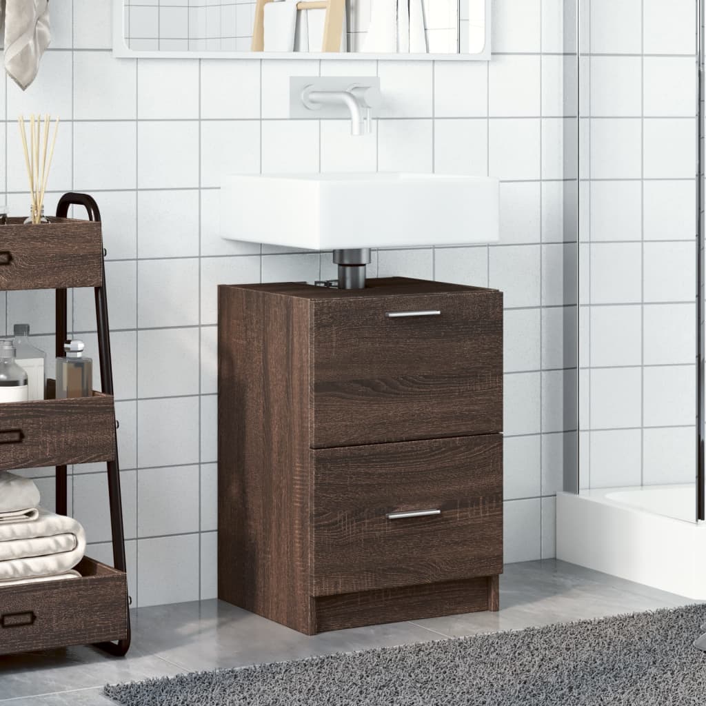 vidaXL Sink Cabinet | Brown Oak | Engineered Wood | 40cm x 37cm x 59cm 3